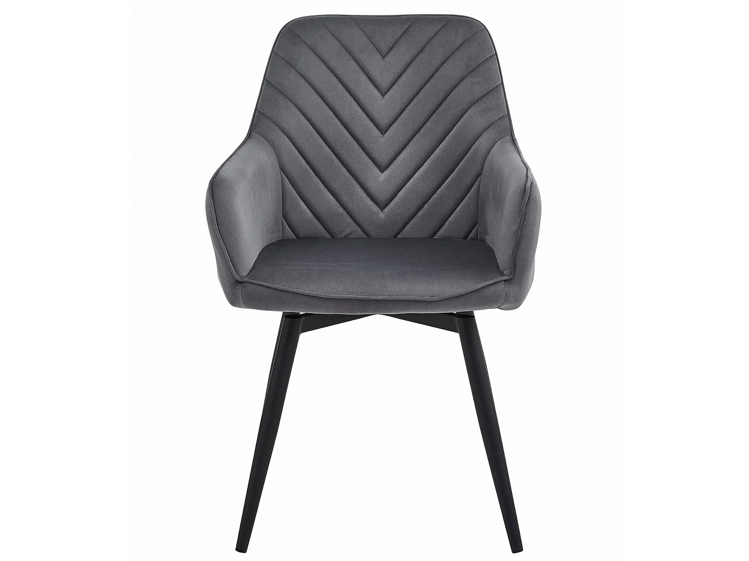 Chaise de salle à manger pivotante en velours gris foncé pieds noirs 56x61x83,5 cm
