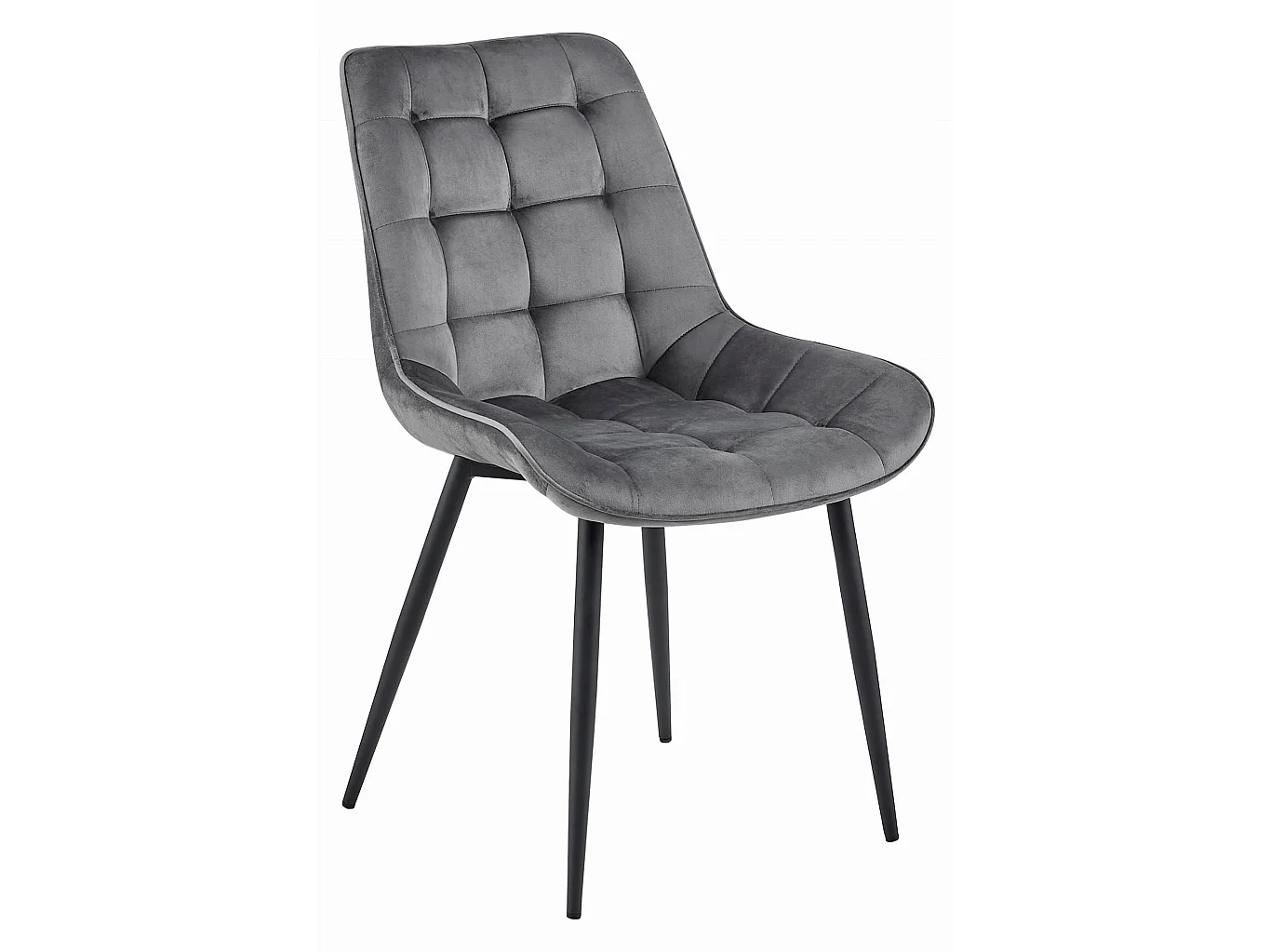 Chaise de salle à manger BERA en velours gris foncé, pieds noirs x 2, 88 cm