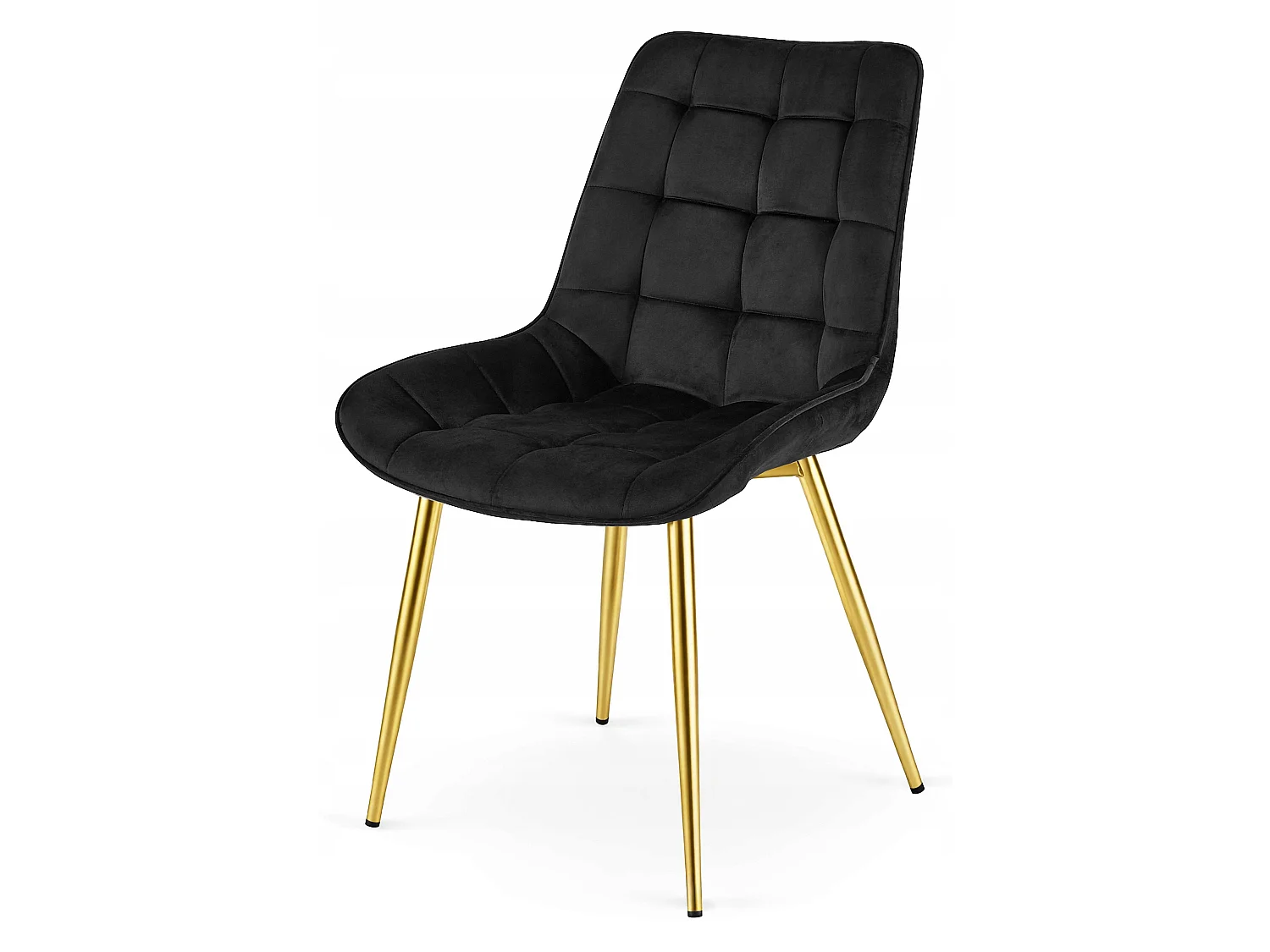 Chaise de salle à manger et cuisine BERA en velours noir, pieds dorés 54x60x88 cm