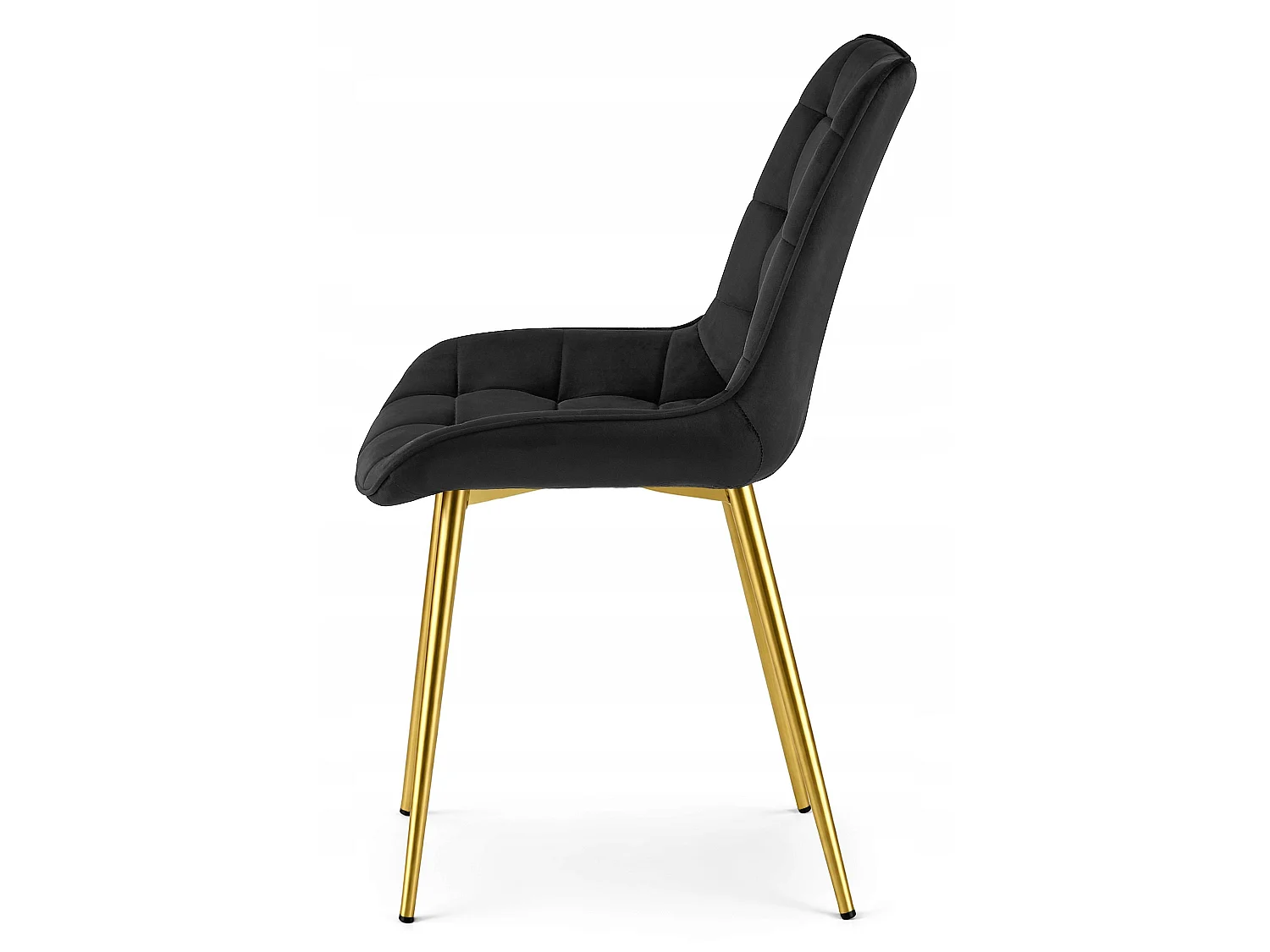 Chaise de salle à manger et cuisine BERA en velours noir, pieds dorés 54x60x88 cm