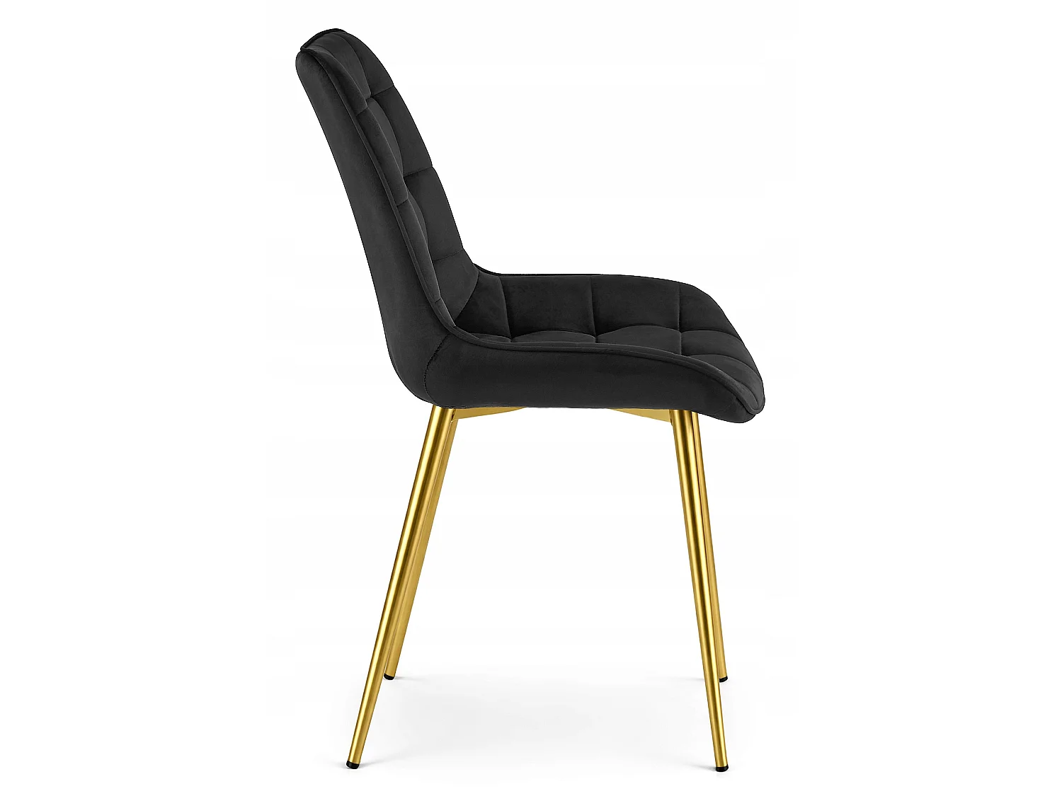 Chaise de salle à manger et cuisine BERA en velours noir, pieds dorés 54x60x88 cm
