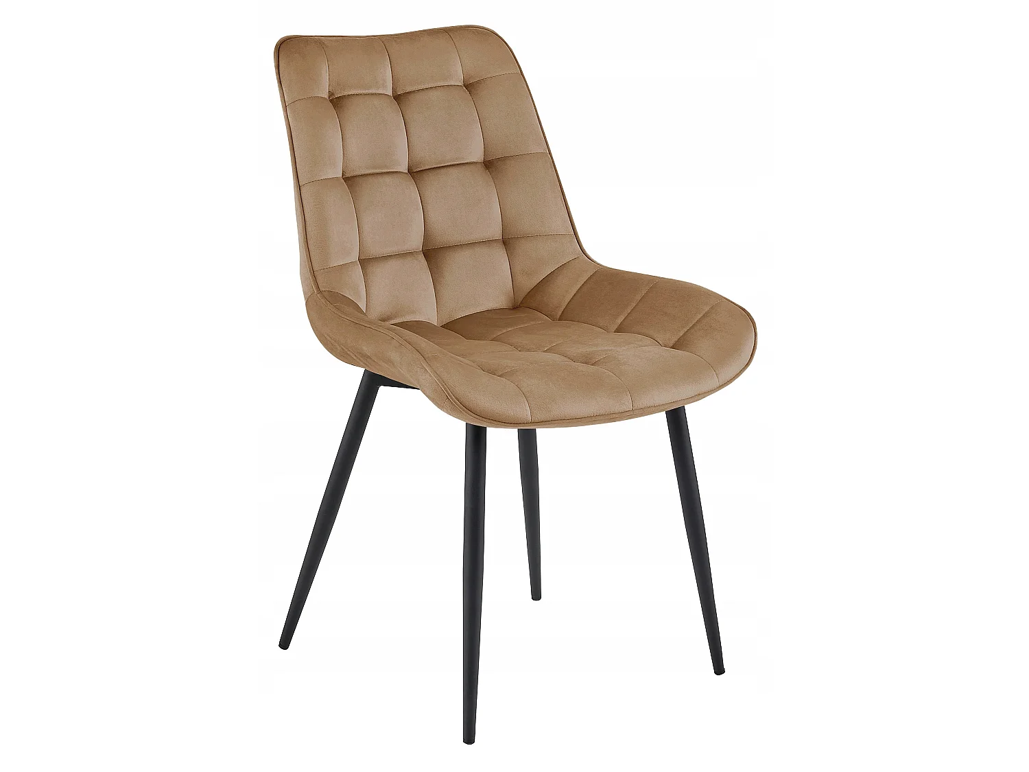 Eetkamerstoel BERA fluweel bruin zwarte poten 2x 54x60x88 cm