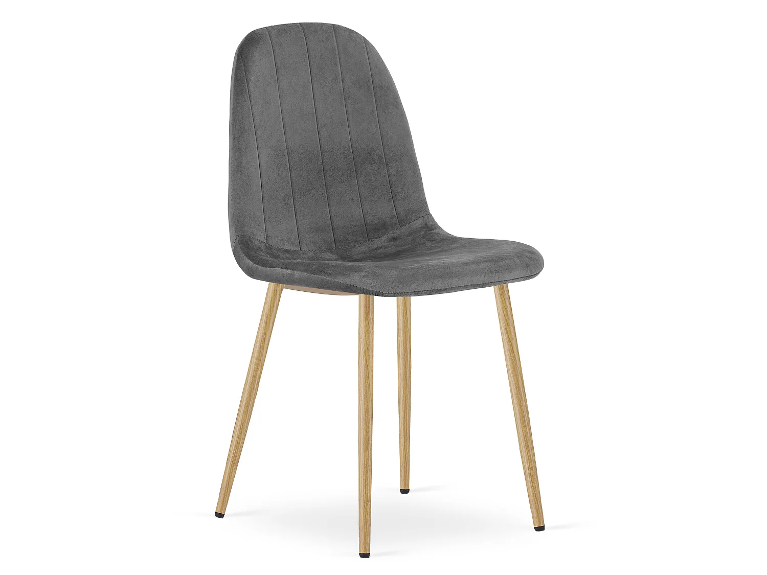 Esszimmerstuhl PADVA Samt dunkelgrau Eiche 4er-Set 87x44,5x53 cm