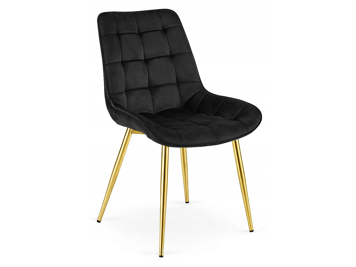 Chaise de salle à manger BERA velours noir pieds dorés 2x 54x60x88 cm