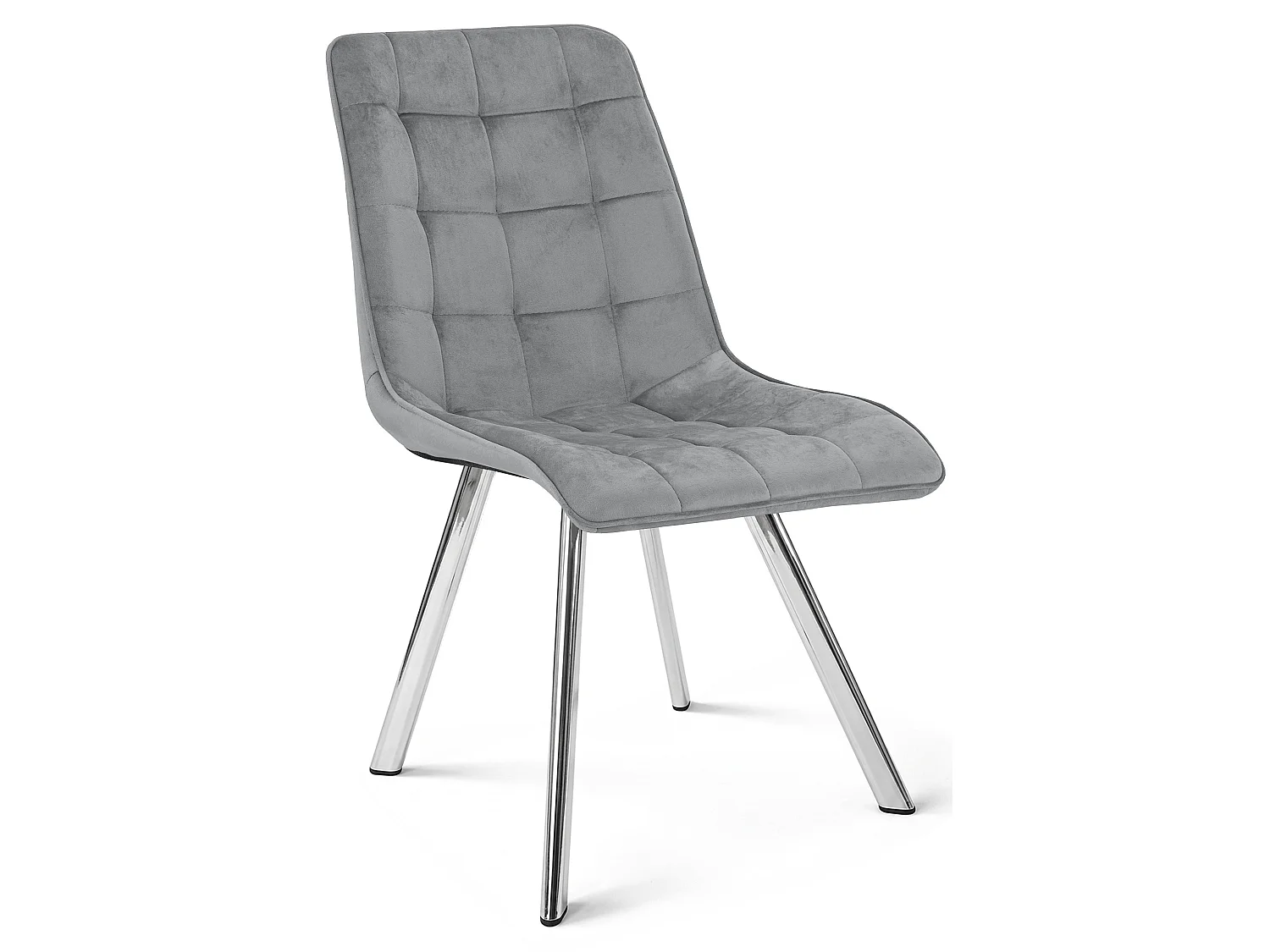 Eetkamerstoel CIEZA fluweel grijs licht chroom 87x49x60 cm