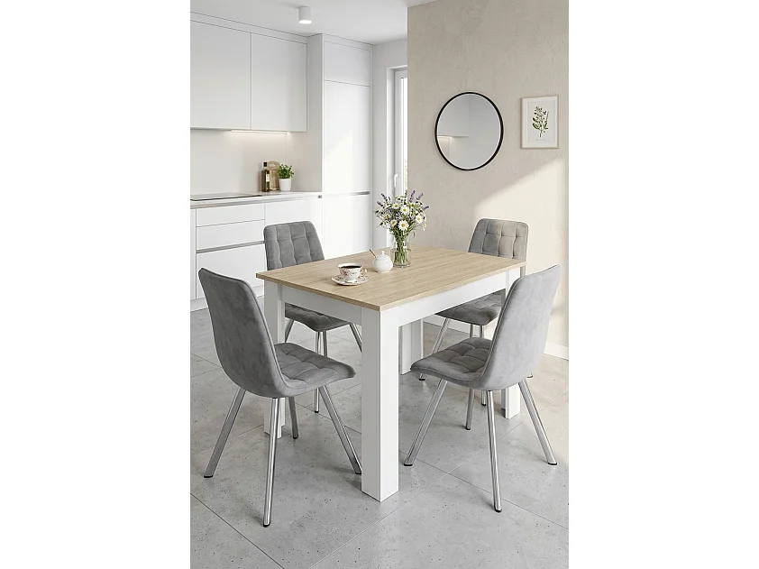 Eetkamerstoel CIEZA fluweel grijs licht chroom 87x49x60 cm