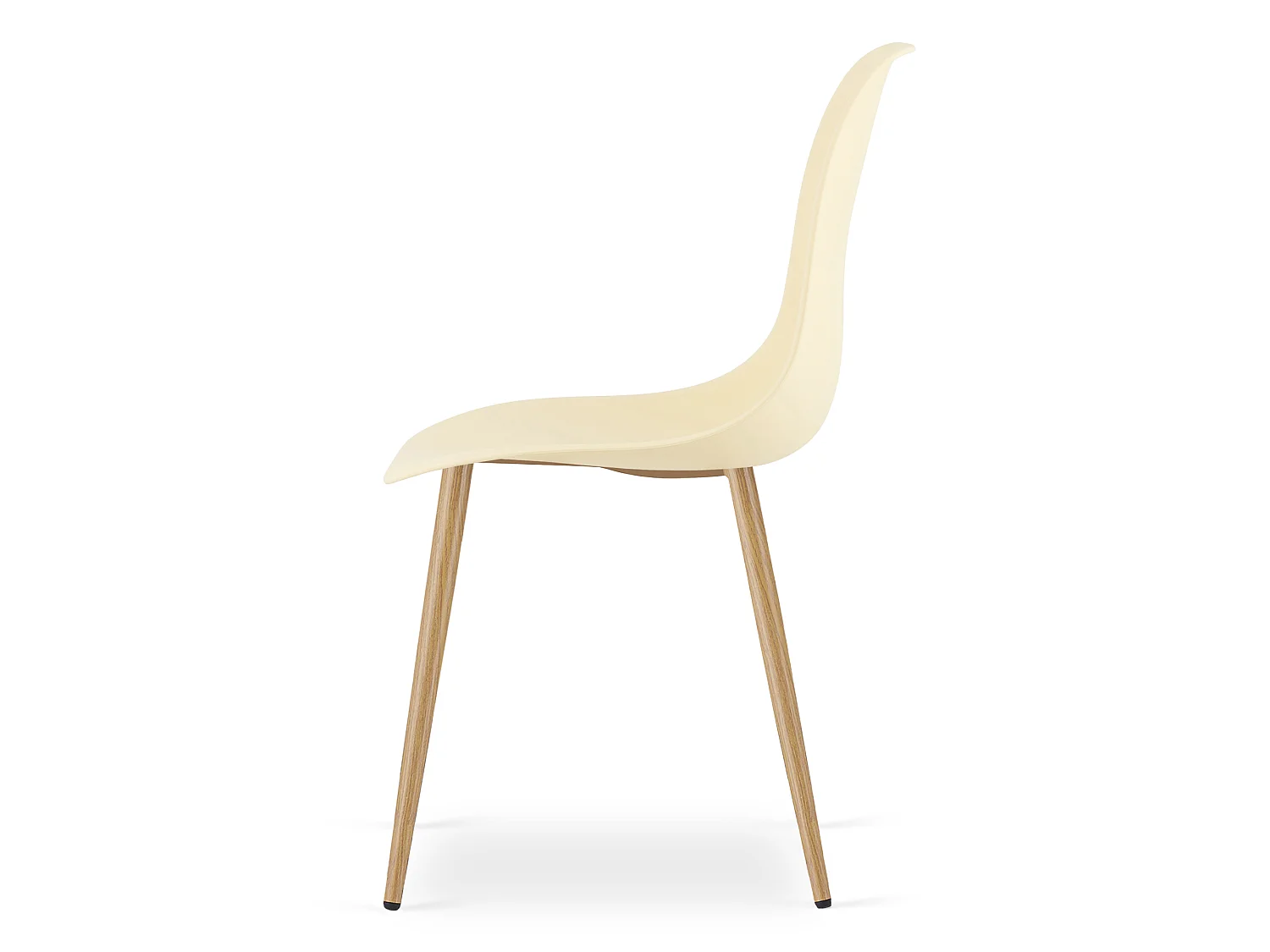 Chaise de salle à manger et cuisine WAT en polypropylène crème, pieds naturels 84x46x51 cm