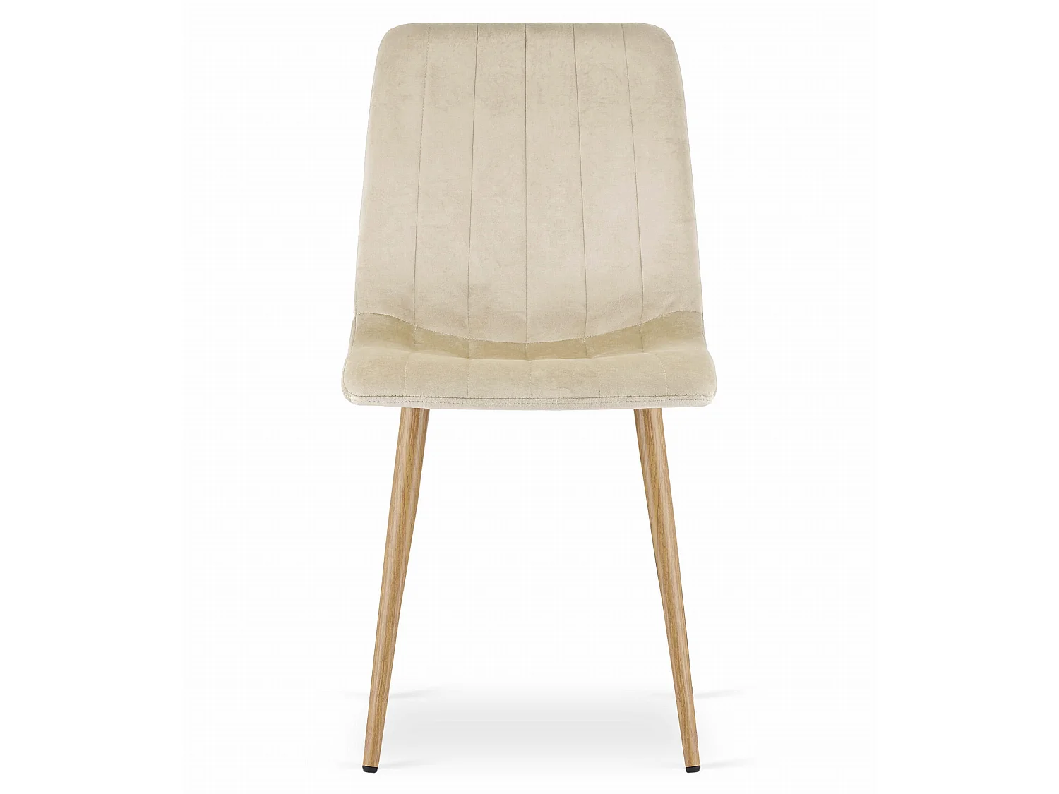 Eetkamerstoel LAVA lichtbeige fluweel houten poten 86x45x55 cm