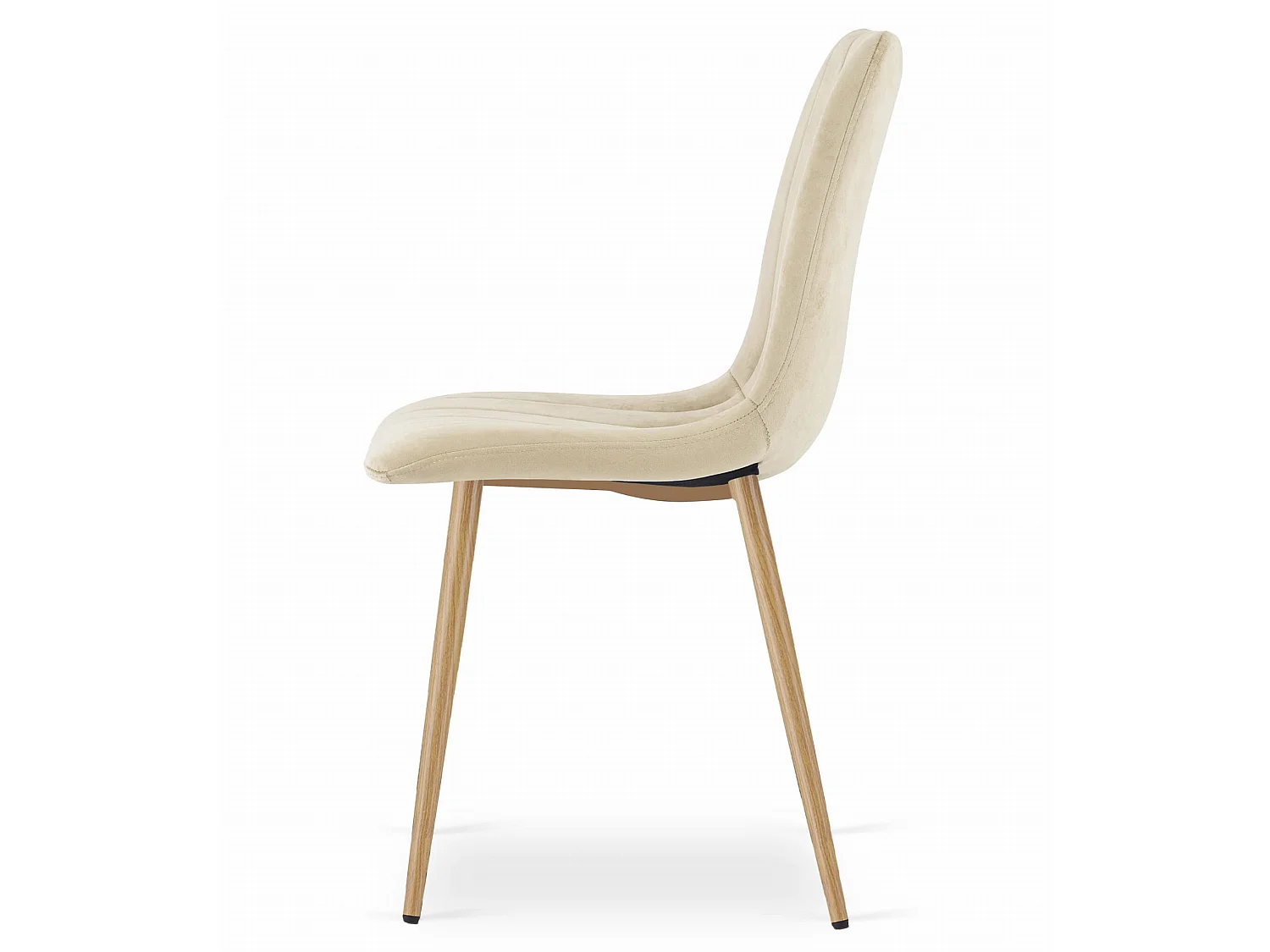 Eetkamerstoel LAVA lichtbeige fluweel houten poten 86x45x55 cm
