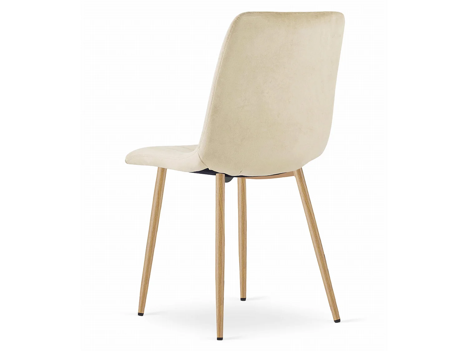 Eetkamerstoel LAVA lichtbeige fluweel houten poten 86x45x55 cm