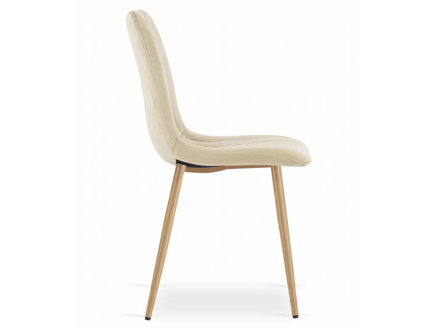 Eetkamerstoel LAVA lichtbeige fluweel houten poten 86x45x55 cm
