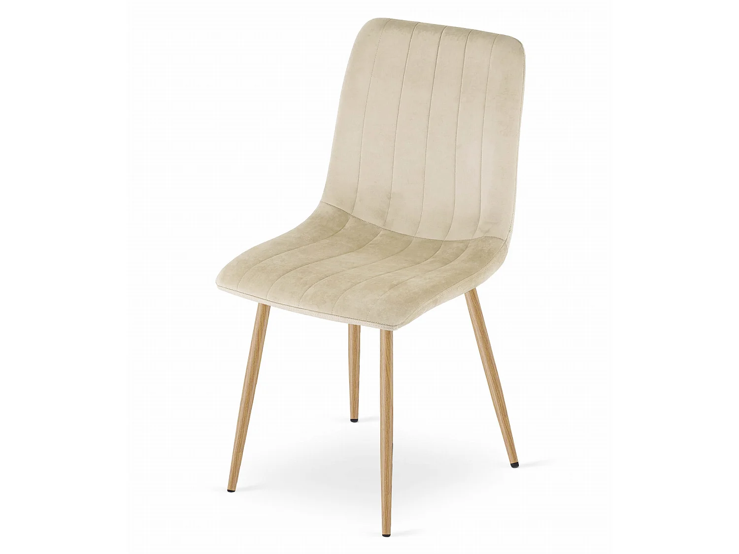 Eetkamerstoel LAVA lichtbeige fluweel houten poten 86x45x55 cm