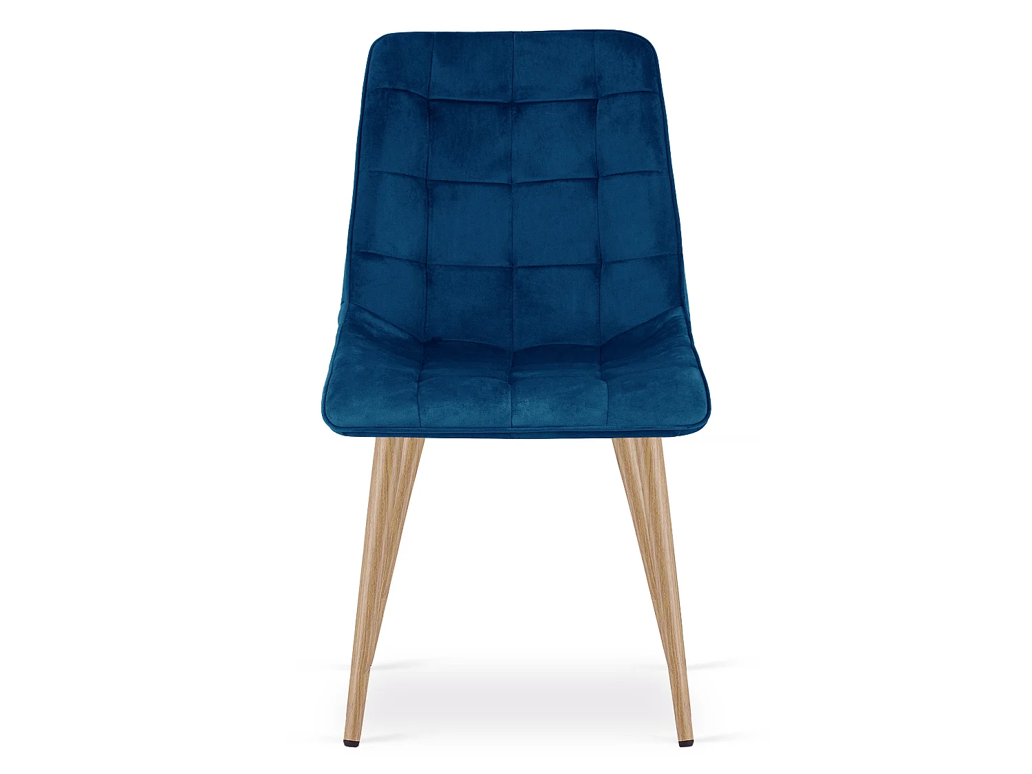 Chaise de salle à manger et cuisine en velours bleu marine pieds chêne 2x 49x60x88 cm