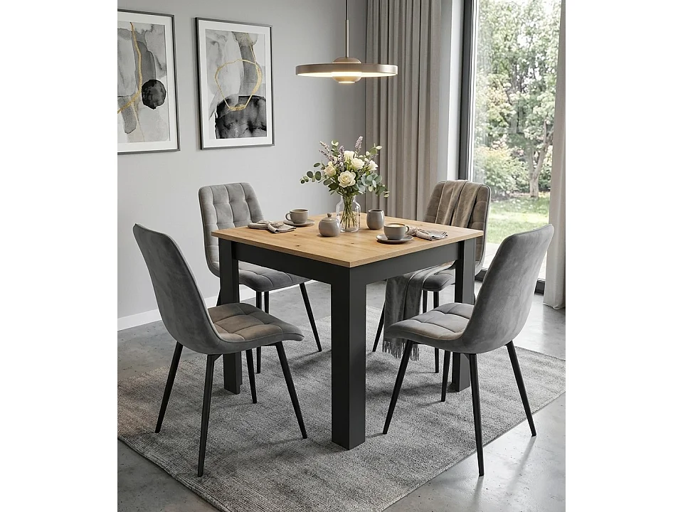 Krzesło do jadalni i kuchni SPLIT - aksamit szary ciemny / nogi czarne