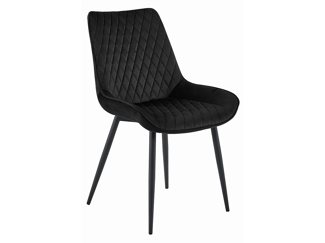 Chaise de salle à manger et cuisine VERDO en velours noir, pieds noirs, lot de 2