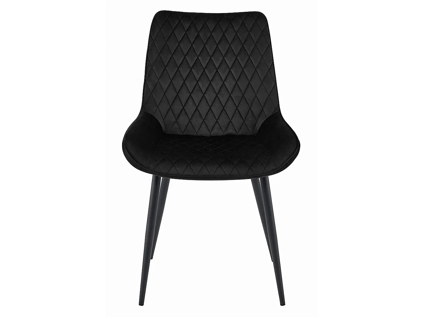 Chaise de salle à manger et cuisine VERDO en velours noir, pieds noirs, lot de 2