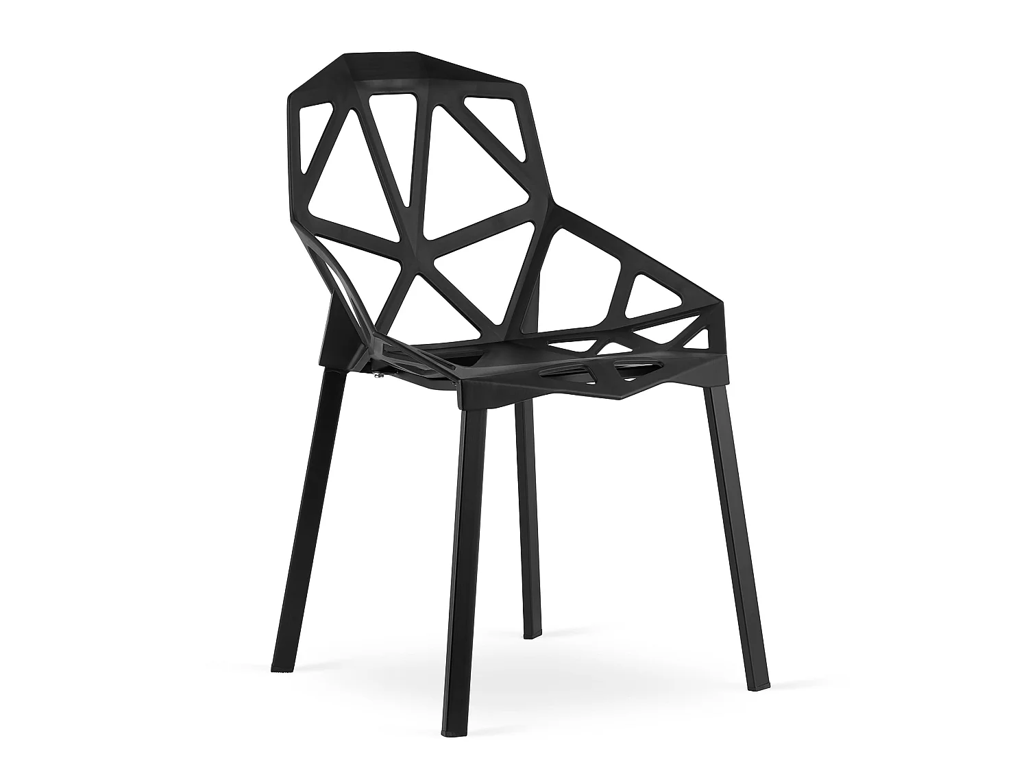 Chaise de salle à manger et cuisine ESSEN en polypropylène noir 4 pcs.