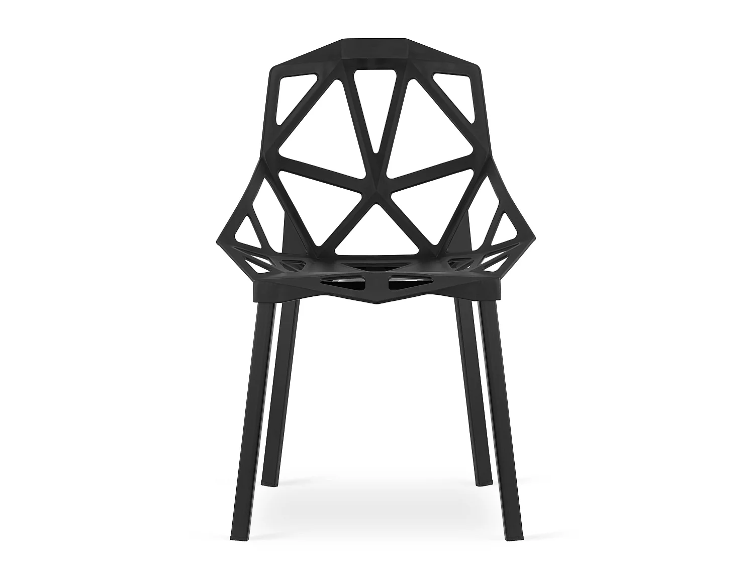 Chaise de salle à manger et cuisine ESSEN en polypropylène noir 4 pcs.