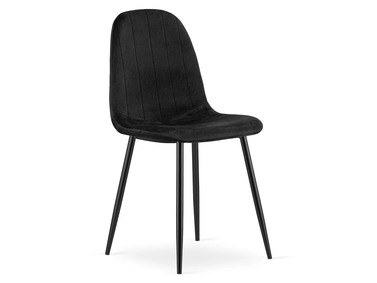 Chaise de salle à manger et cuisine élégante en velours noir, pieds noirs, x2
