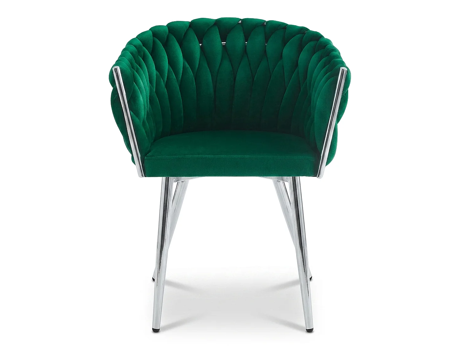 Chaise de salle à manger et cuisine ORION en velours vert, pieds chromés, lot de 2