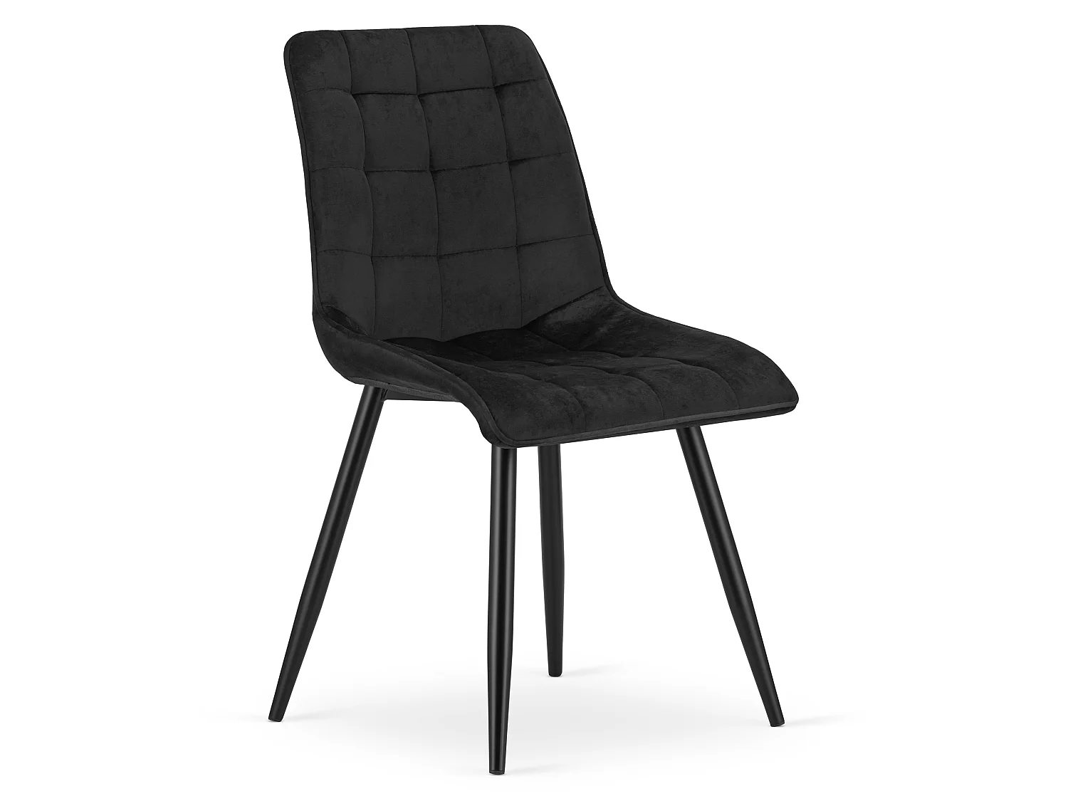 Chaise de salle à manger et cuisine en velours noir, pieds noirs, lot de 3