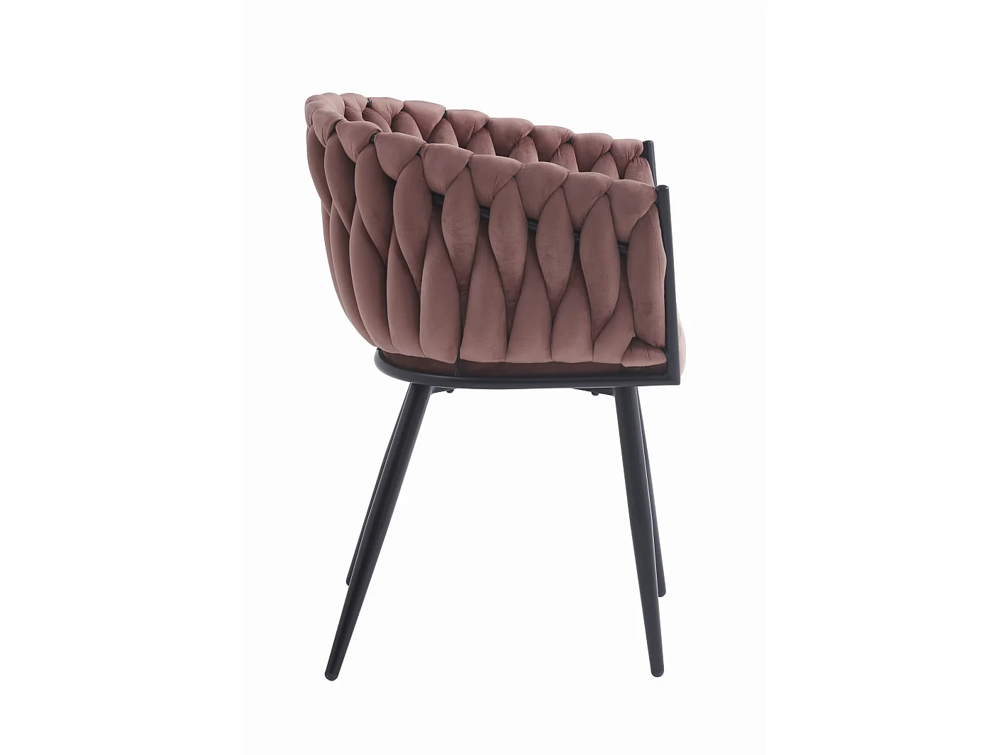Chaise de salle à manger et cuisine ORION en velours rose foncé, pieds noirs, 79 cm