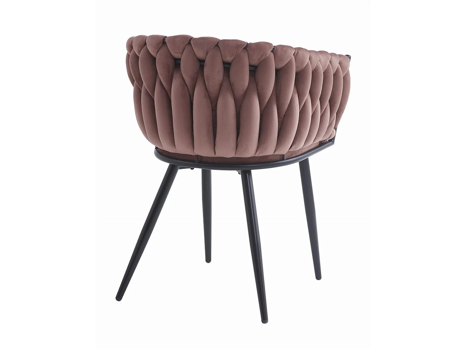Chaise de salle à manger et cuisine ORION en velours rose foncé, pieds noirs, 79 cm