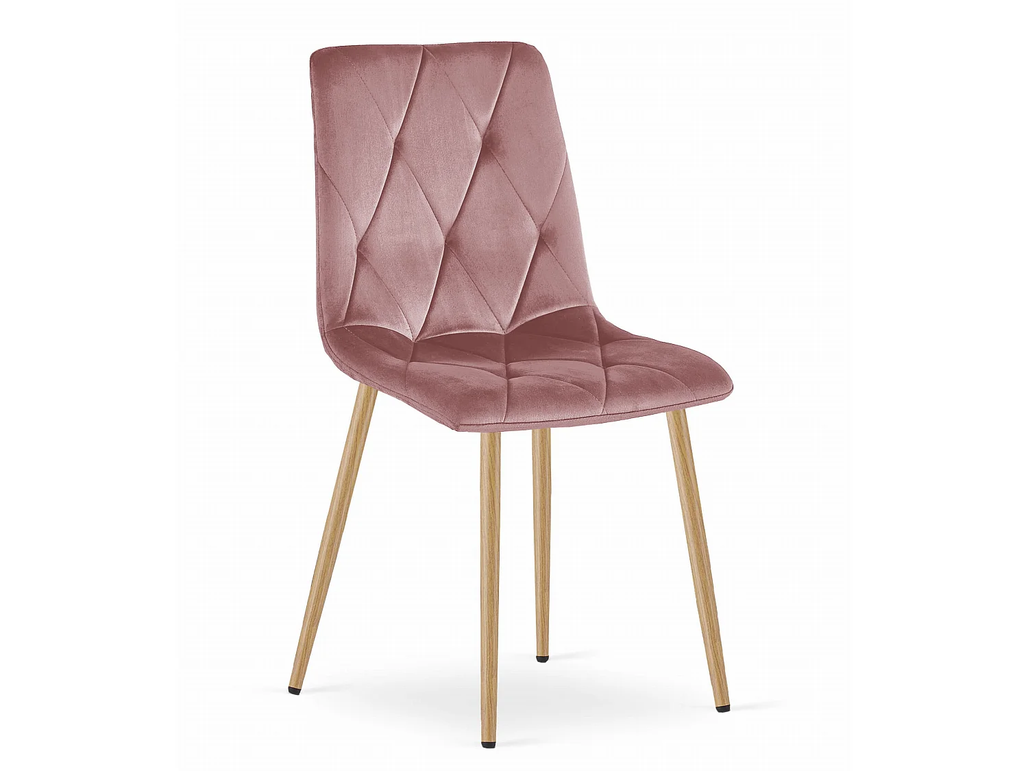 Chaise de salle à manger et cuisine LIBRA velours rose pieds couleur bois 3x 86,5x48,5x45 cm