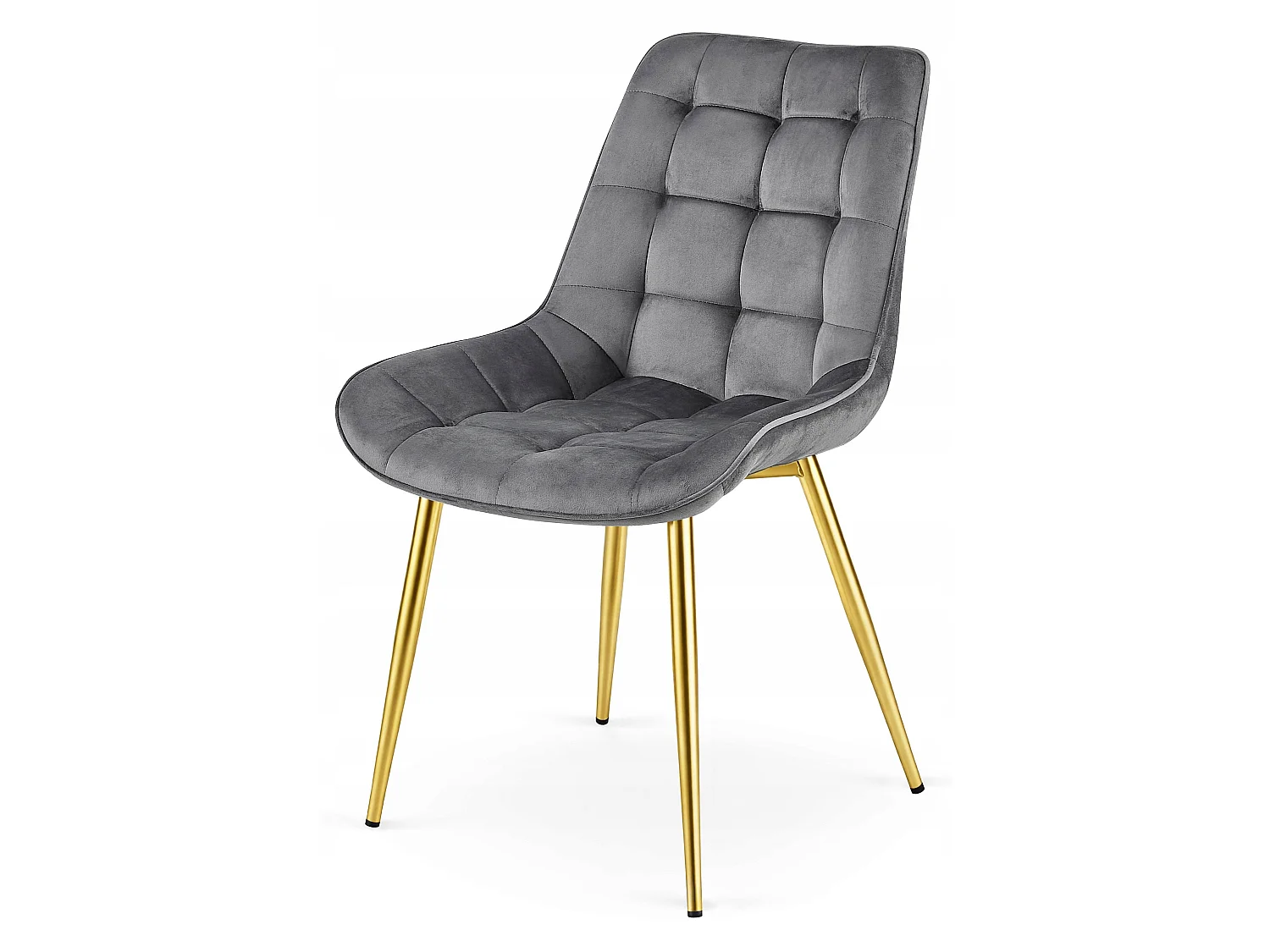 Chaise de salle à manger et cuisine BERA en velours gris foncé, pieds dorés 54x60x88 cm