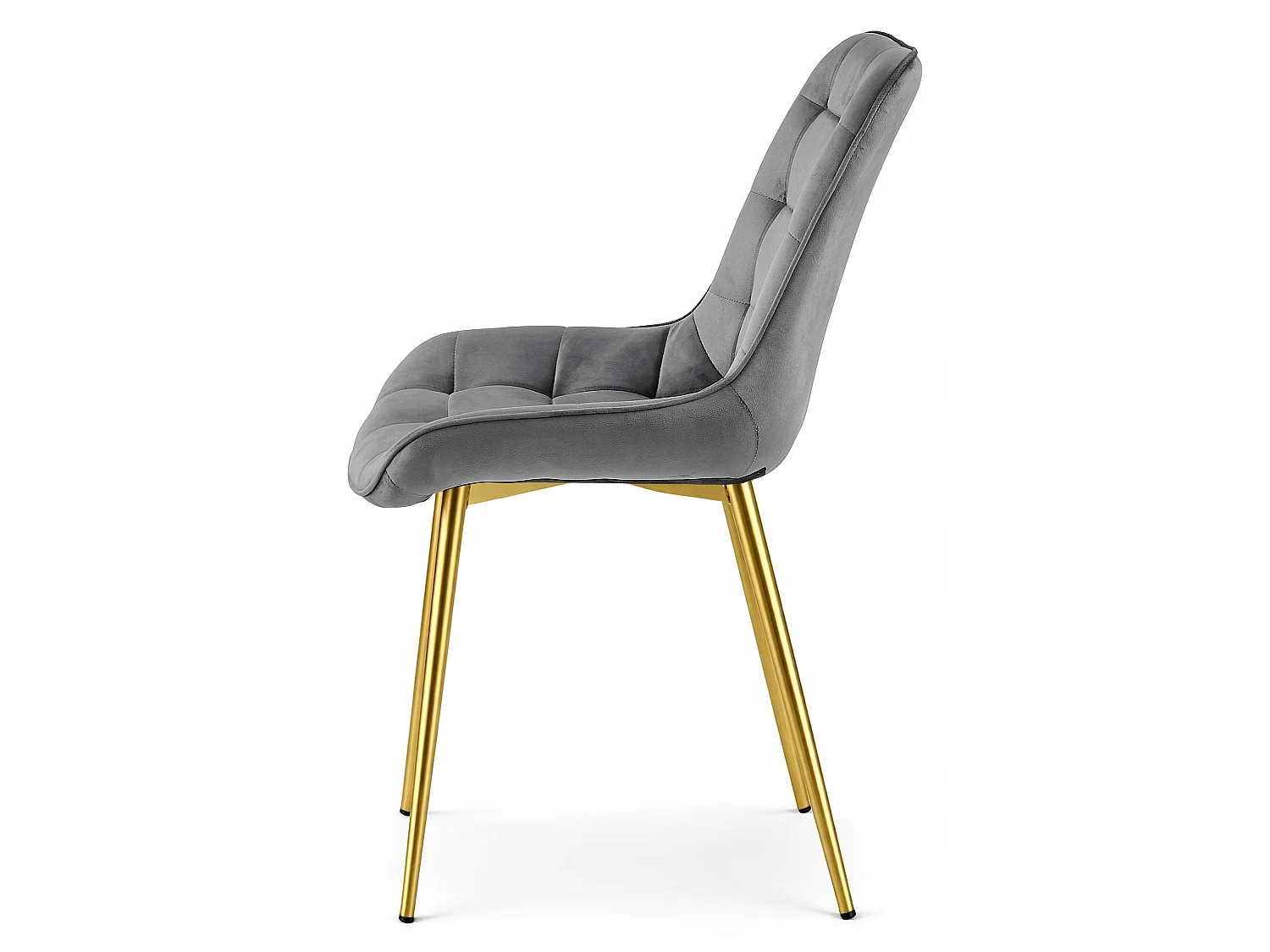 Chaise de salle à manger et cuisine BERA en velours gris foncé, pieds dorés 54x60x88 cm