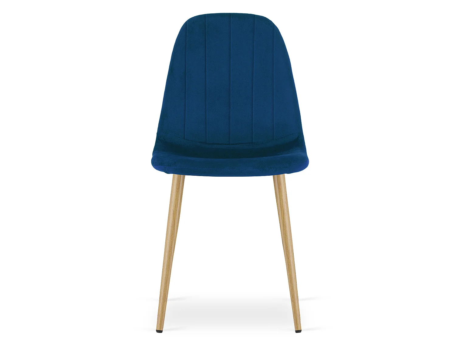Chaise de salle à manger et cuisine en velours bleu marine, pieds noirs, lot de 4