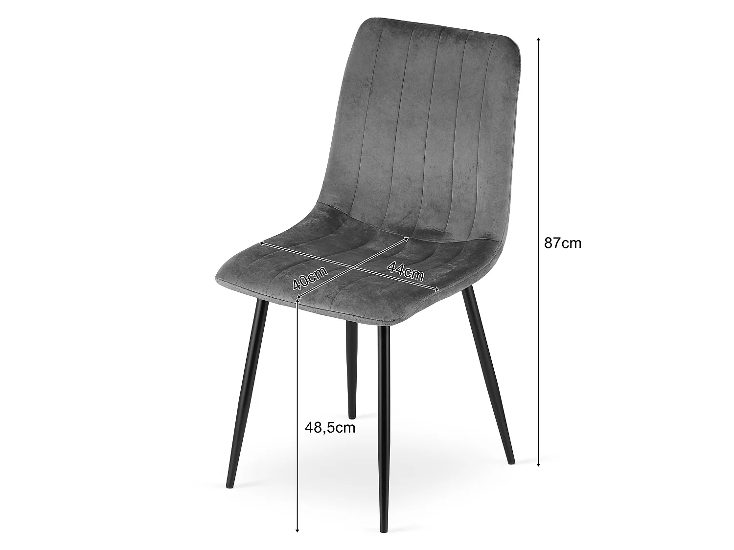 Eetkamerstoel LAVA fluweel bruin zwarte poten 87x44x40 cm