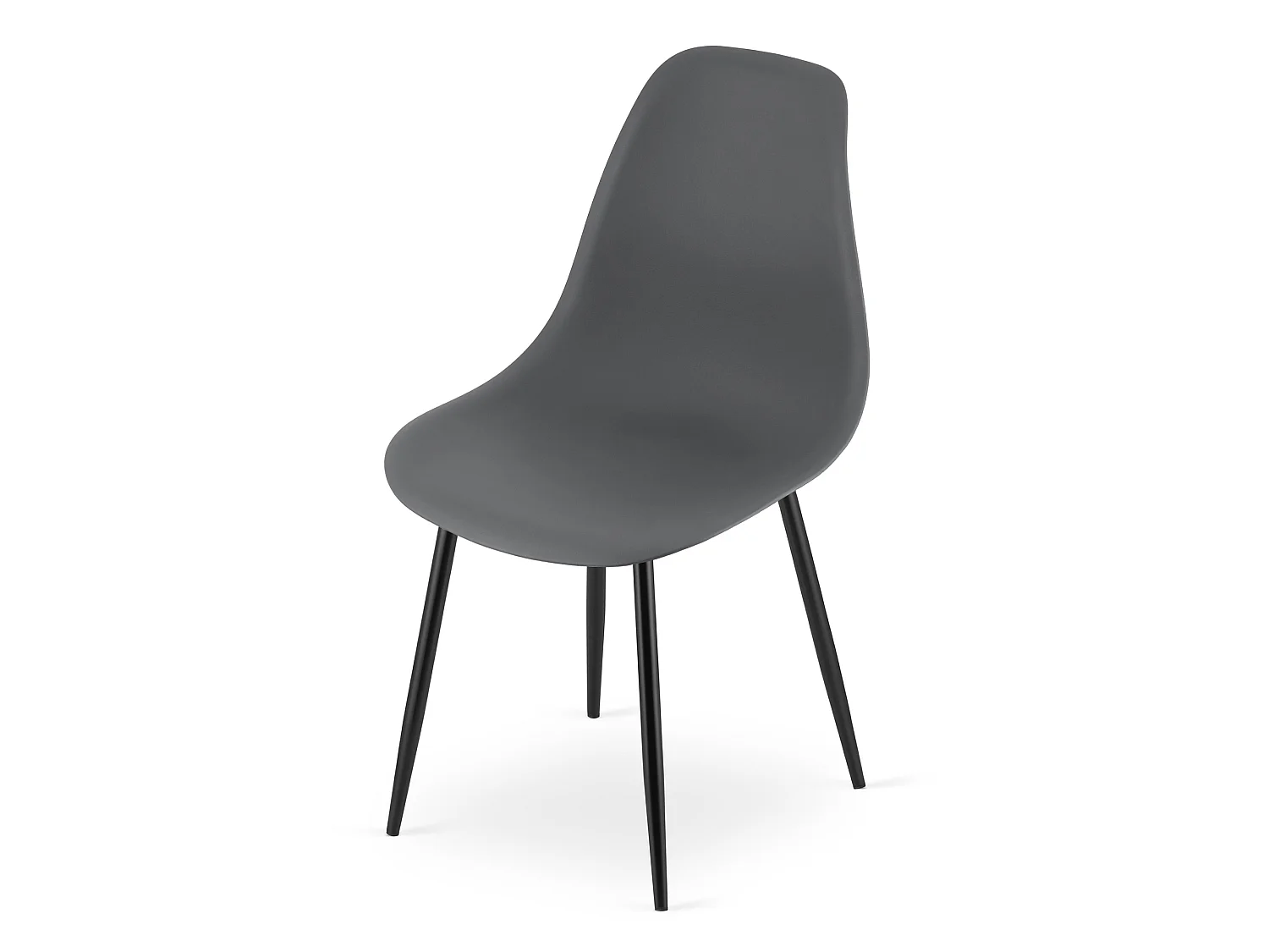 Chaise de salle à manger et cuisine WAT en polypropylène gris foncé, pieds noirs, 2 pcs