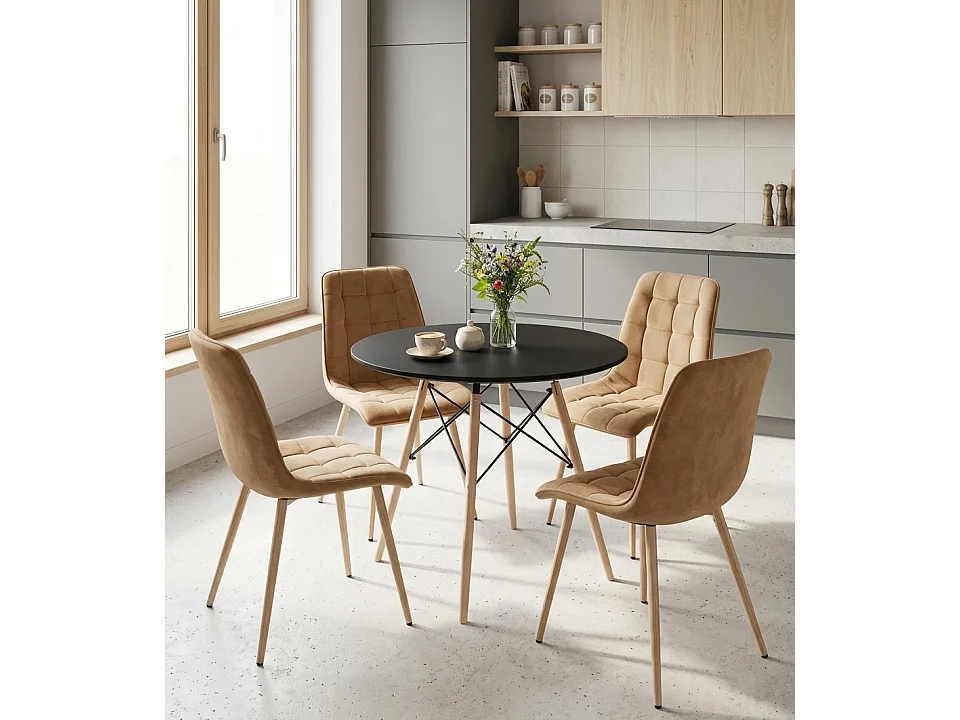 Esszimmerstuhl SPLIT Samt braun Metallbeine 49x60x88 cm