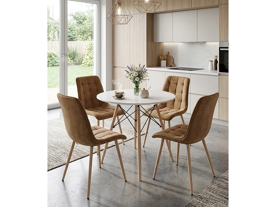Esszimmerstuhl SPLIT Samt braun Metallbeine 49x60x88 cm
