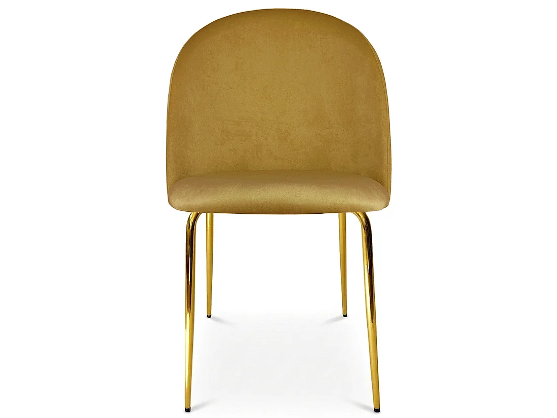 Chaise de salle à manger et cuisine INCA velours curry pieds dorés 49x55x78 cm