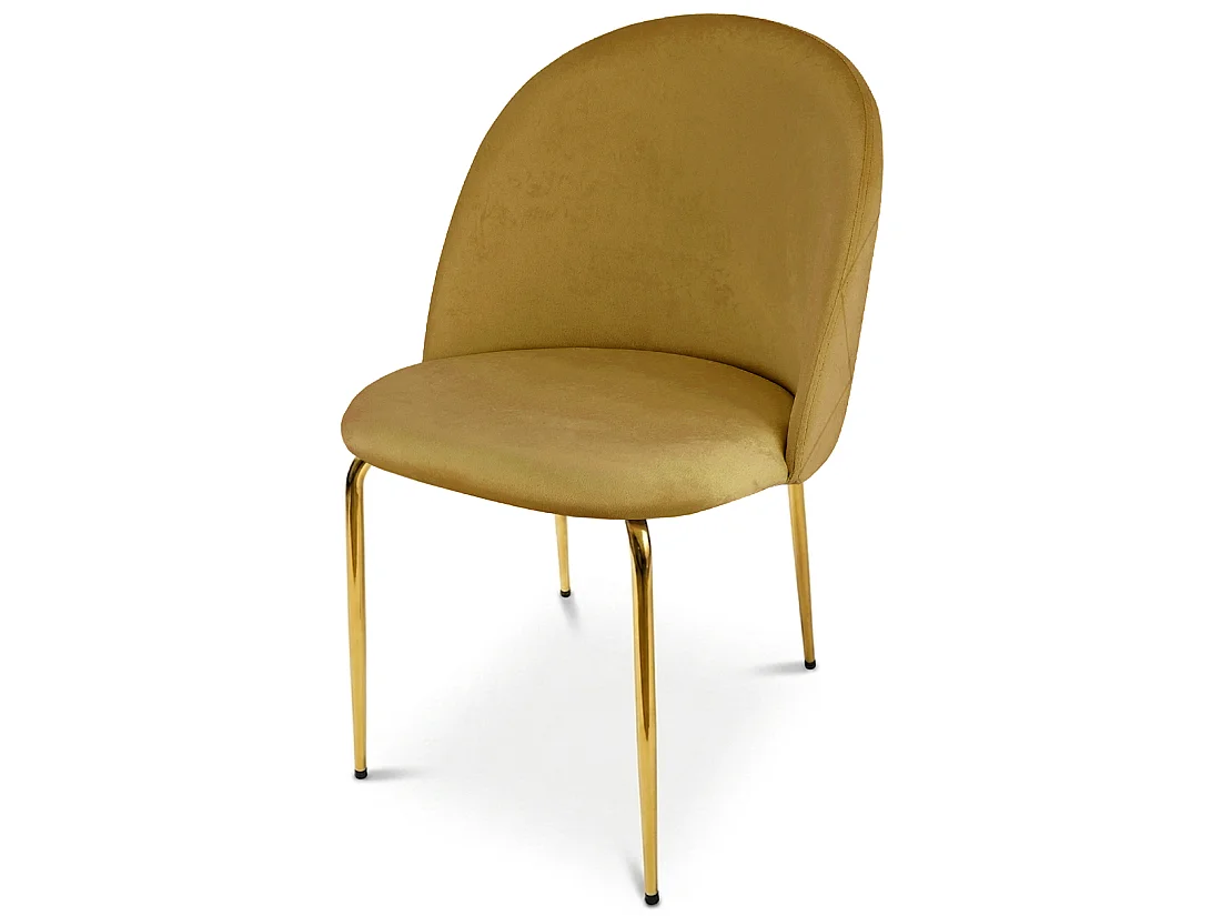 Chaise de salle à manger et cuisine INCA velours curry pieds dorés 49x55x78 cm