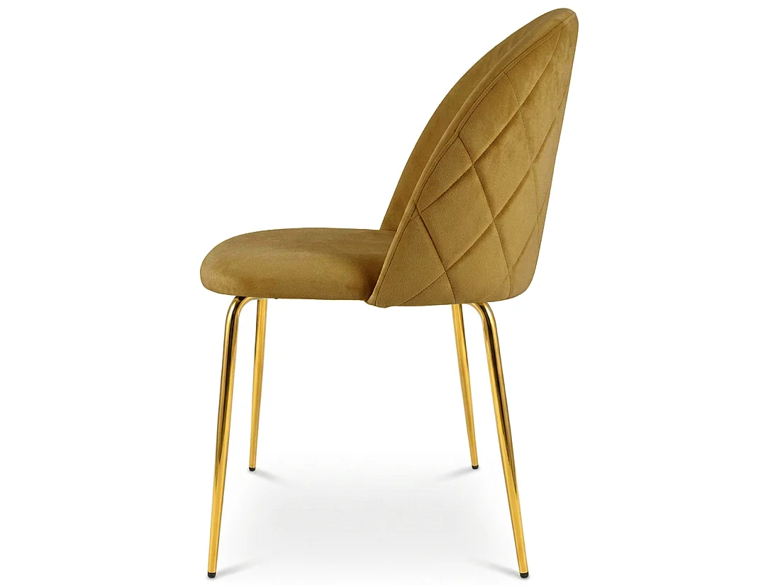 Chaise de salle à manger et cuisine INCA velours curry pieds dorés 49x55x78 cm