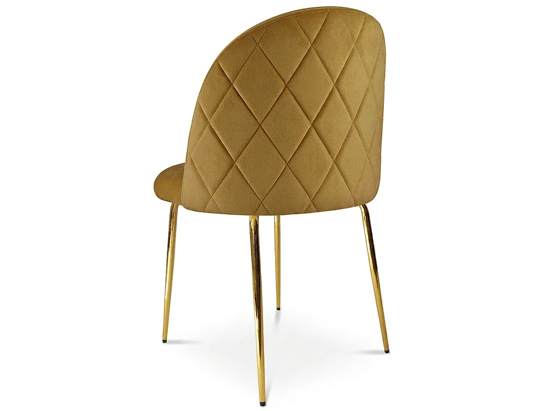 Chaise de salle à manger et cuisine INCA velours curry pieds dorés 49x55x78 cm