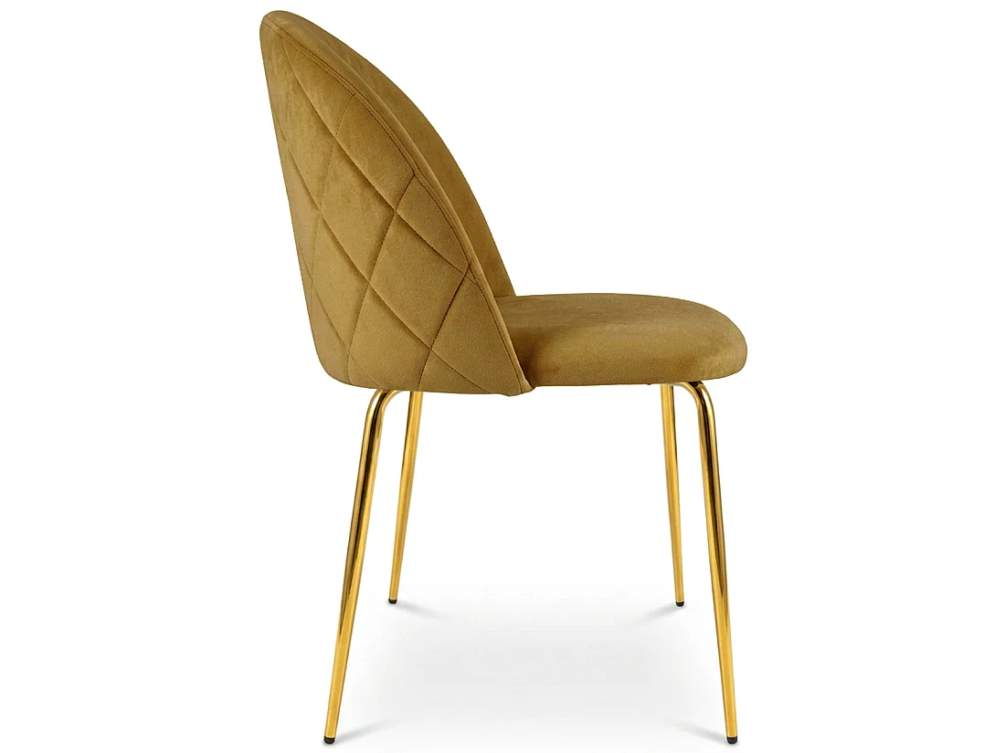 Chaise de salle à manger et cuisine INCA velours curry pieds dorés 49x55x78 cm