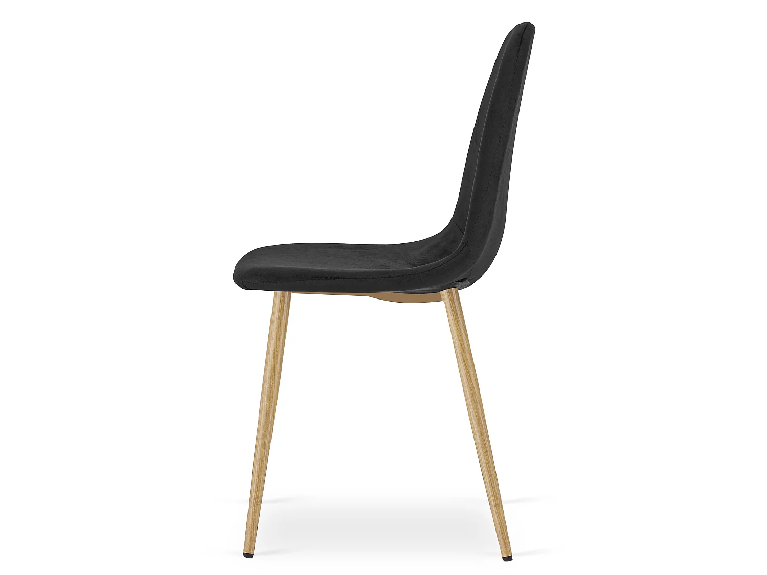 Eetkamerstoel PADVA fluweel zwart eiken poten 44,5x53x87 cm