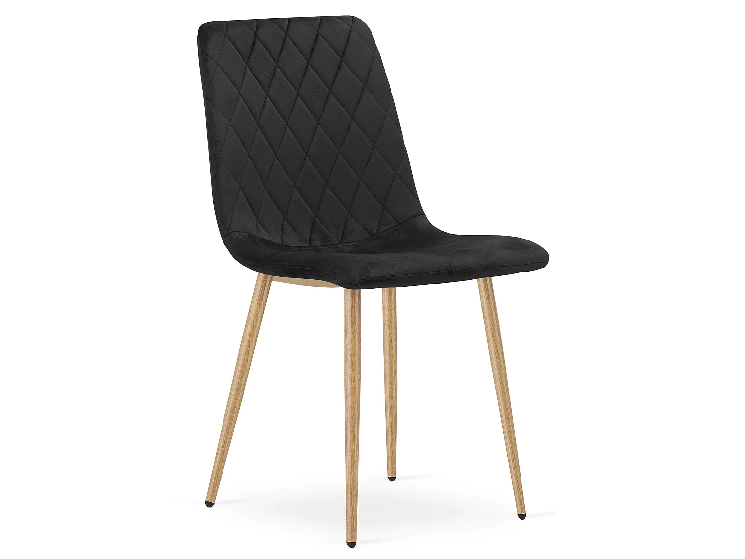 Eetkamerstoel TURIN fluweel zwart houtkleurige poten 4x 44,5x53x87,5 cm
