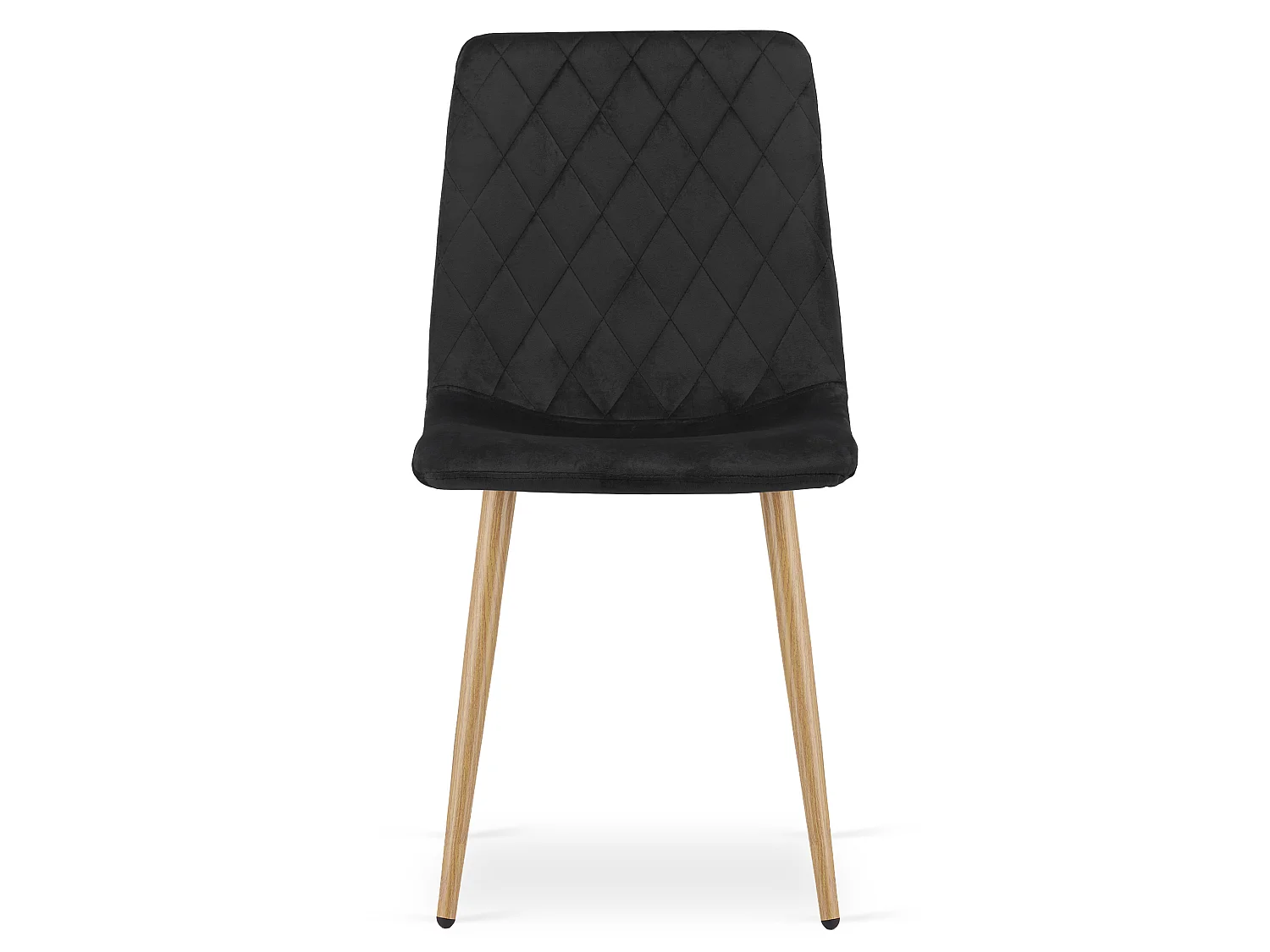 Eetkamerstoel TURIN fluweel zwart houtkleurige poten 4x 44,5x53x87,5 cm