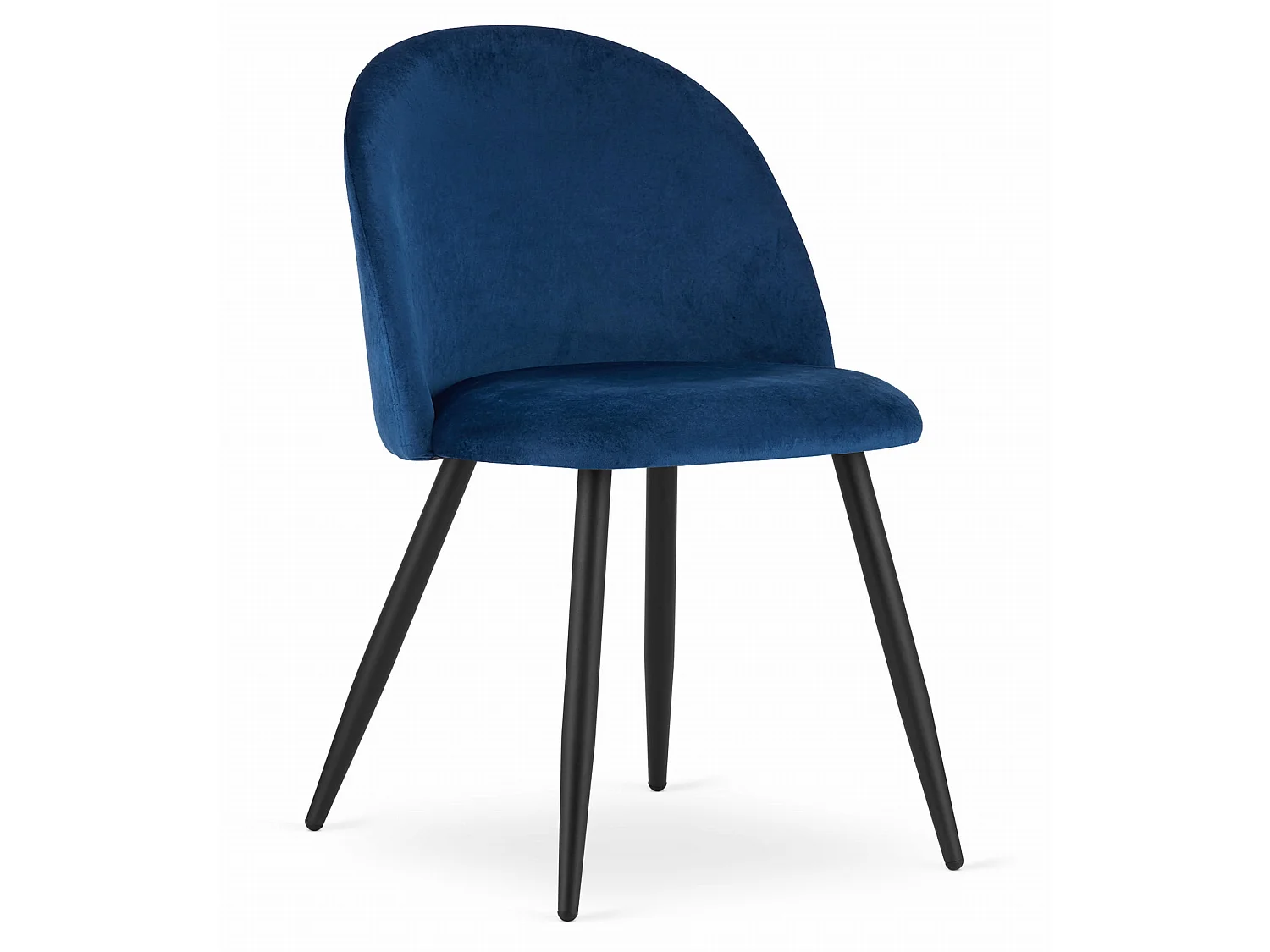 Chaise de salle à manger BELLO en velours bleu marine, pieds noirs x 2