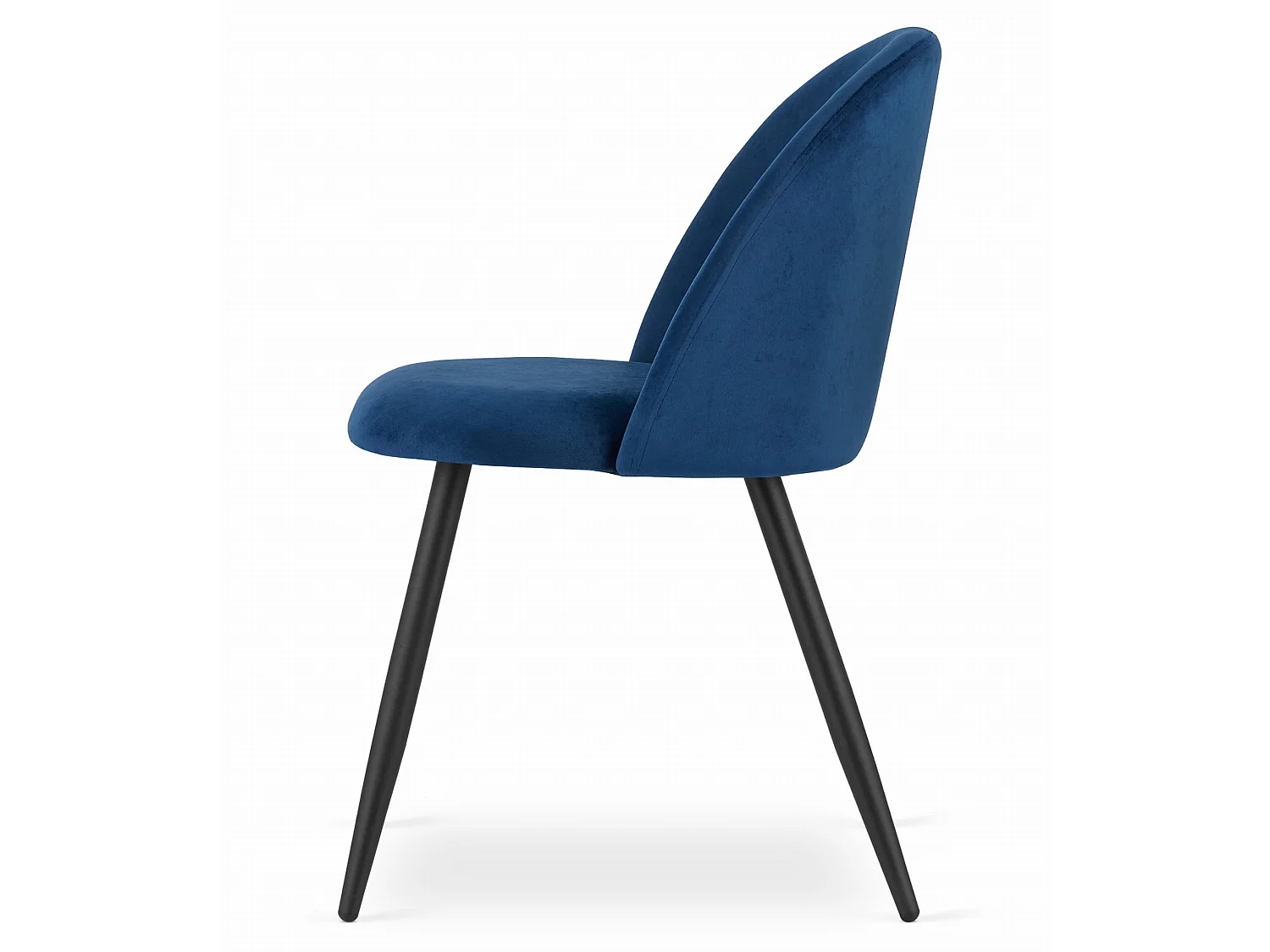 Chaise de salle à manger BELLO en velours bleu marine, pieds noirs x 2