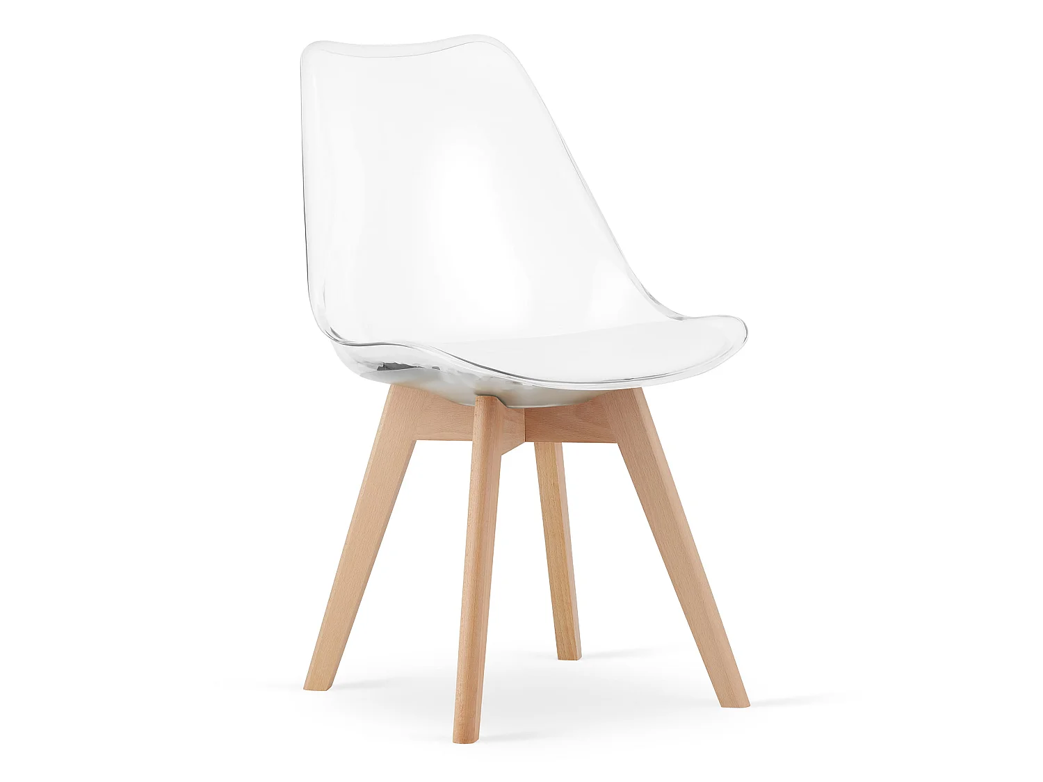 Chaise de salle à manger transparente avec pieds naturels MARK 82x49 cm