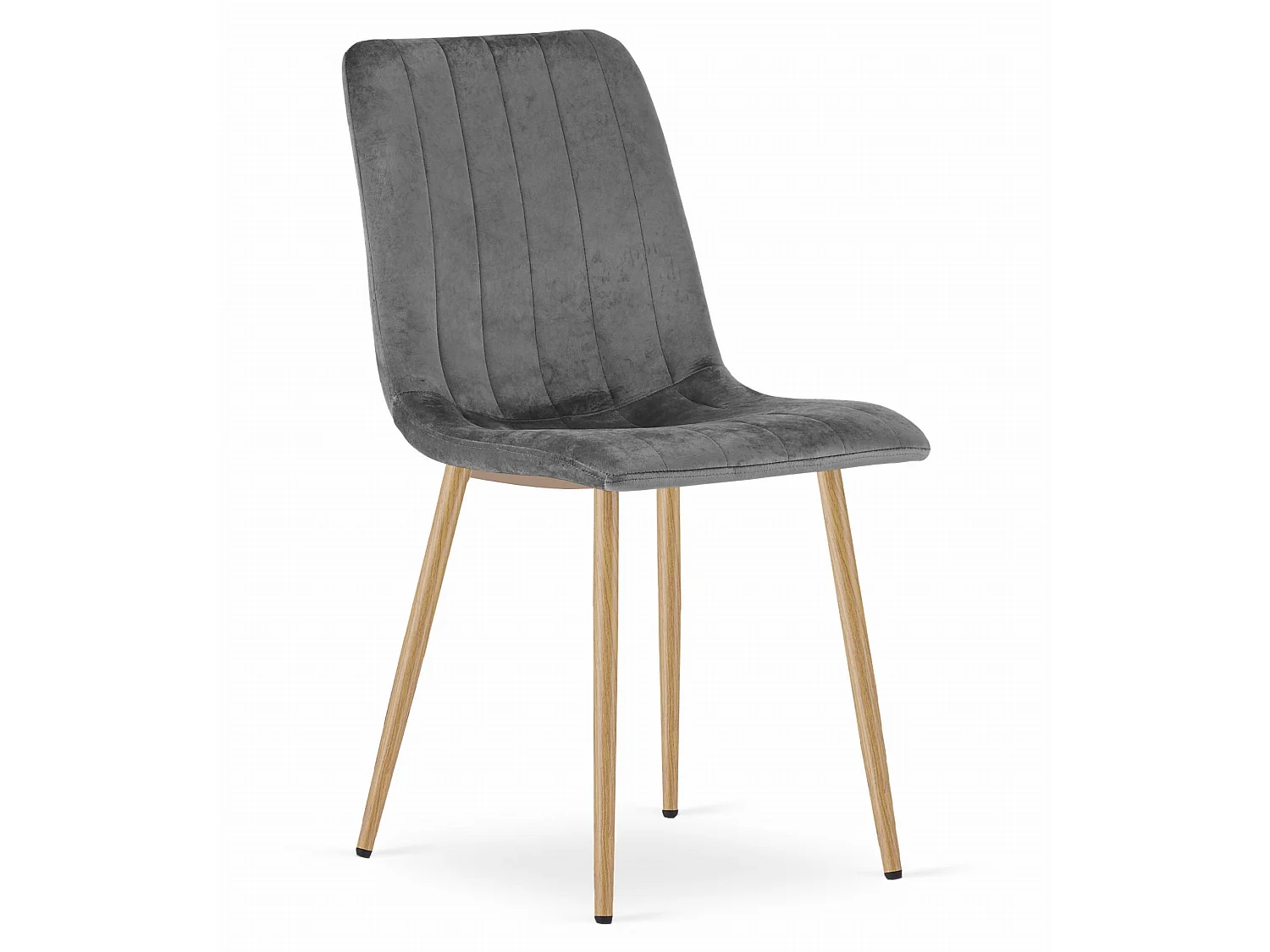 Eetkamerstoel LAVA met houten poten donkergrijs fluweel 86x45x55 cm