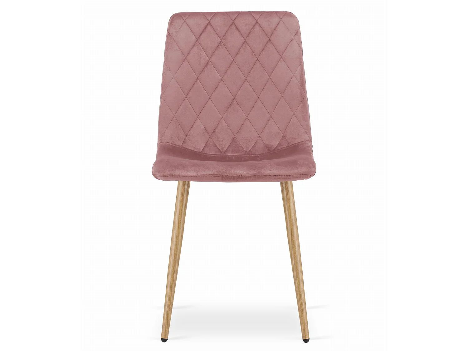 Chaise de salle à manger et cuisine TURIN en velours rose, pieds couleur bois x 3