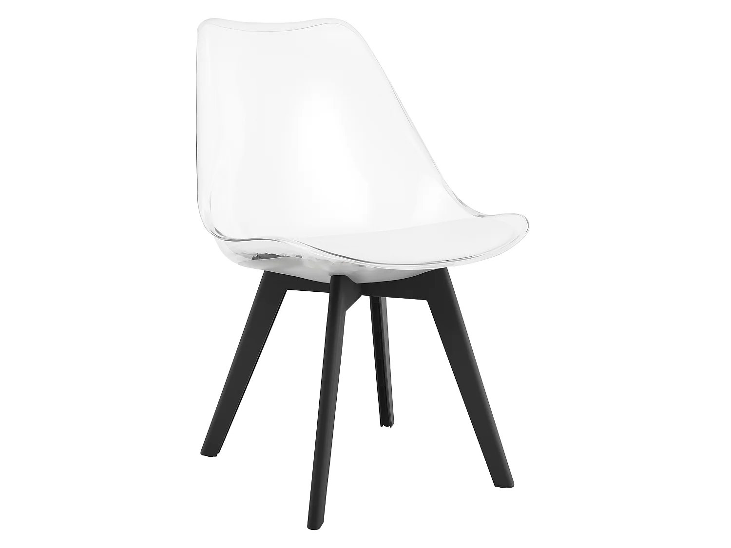 Chaise de salle à manger et cuisine MARK transparente, pieds noirs, lot de 4, 82 cm