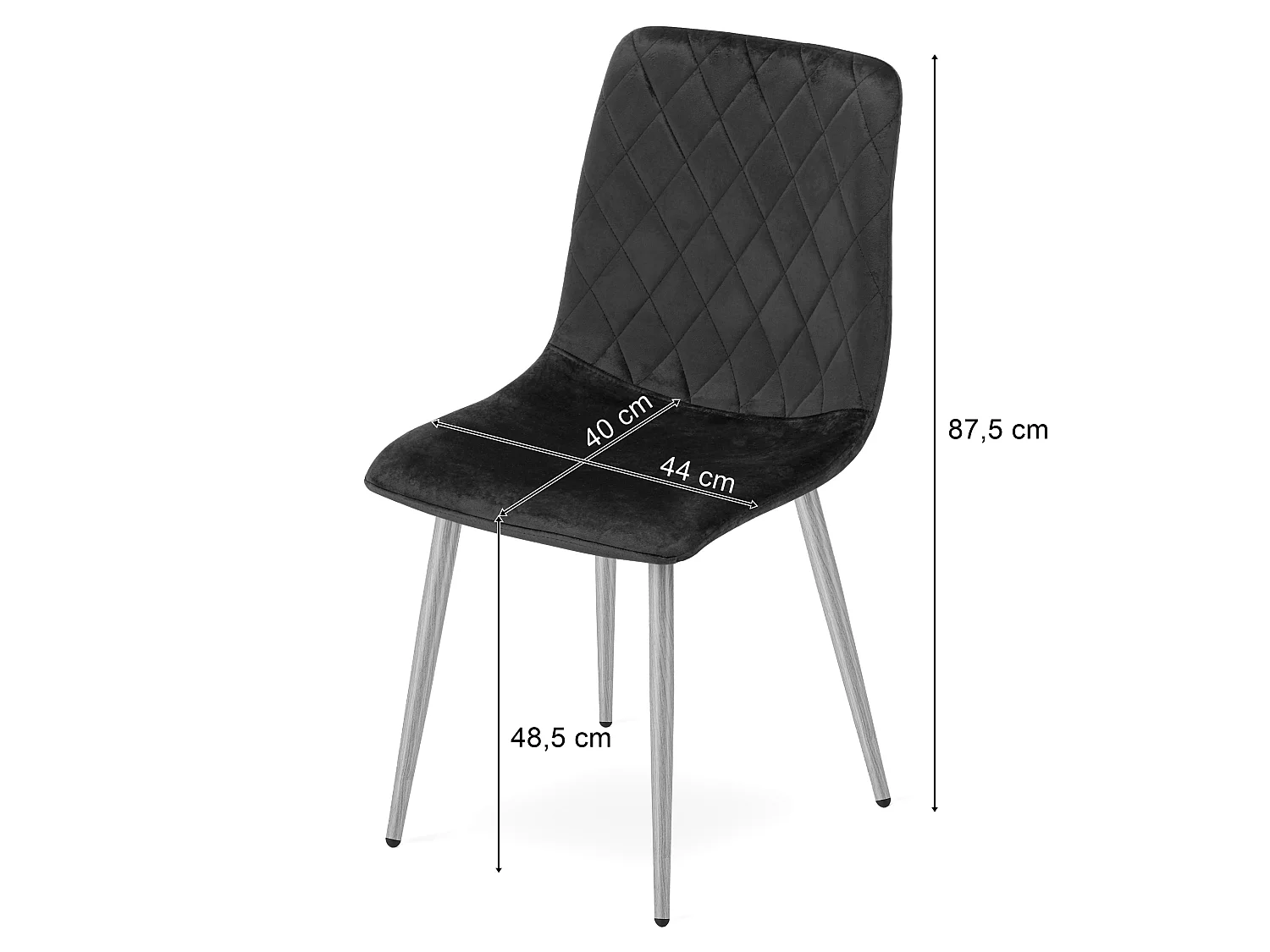 Eetkamerstoel TURIN fluwelen zitting blauw 88,5x44,5x53 cm